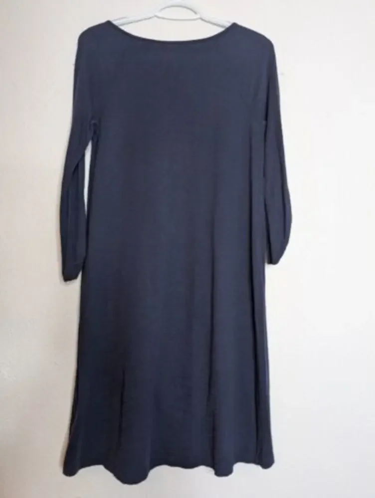 Lilly Pulitzer UPF 50+ Sophie Navy Blue Boat Neck Dress‎ XS gold button 26198